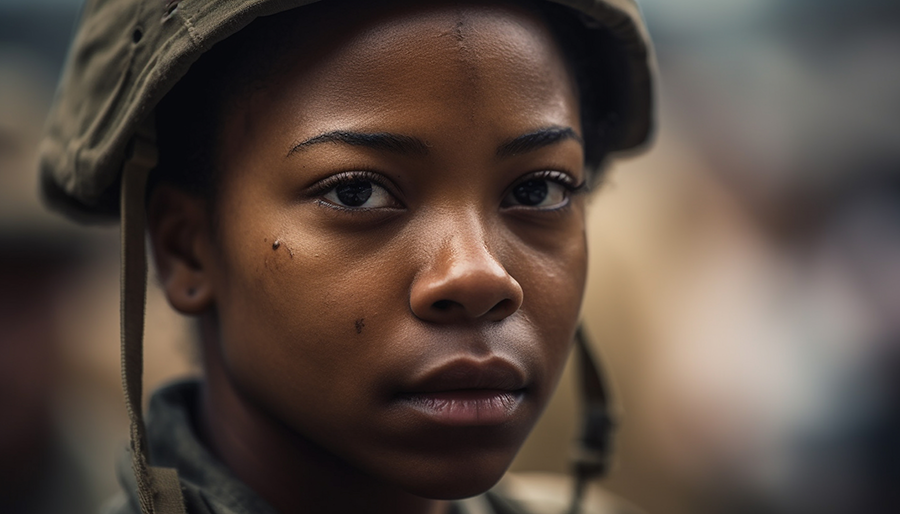 jeune femme militaire africaine