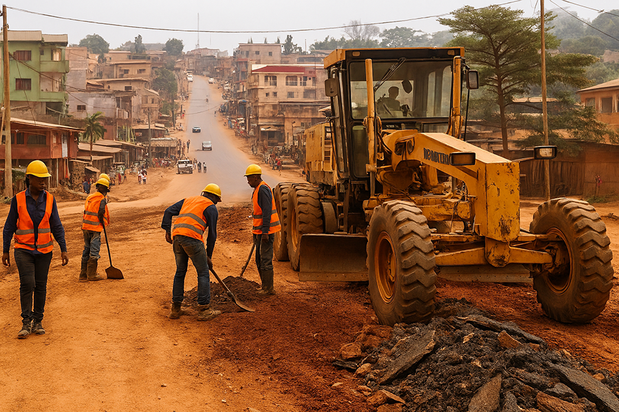 Chantier routier à yaoundé